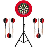 Ruthless Marksman Dartboard & Stand Set - Dart Board, Surround, Stand & Darts - Red