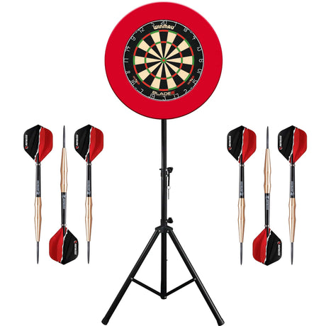 Winmau Blade 6 Dartboard & Stand Set - Dart Board, Surround, Stand & Darts - Red