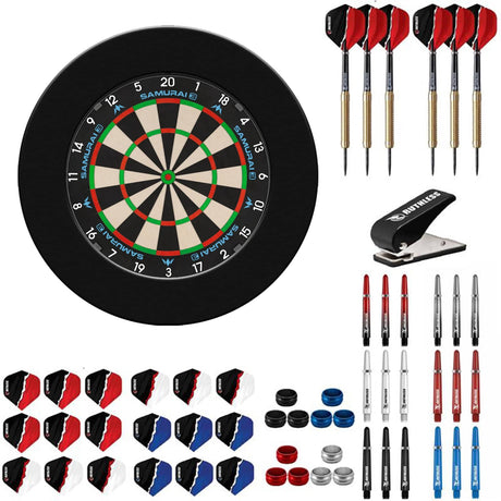 Mission Samurai 3 Dartboard Starter Set - Dart Board, Surround, Darts & Accessories