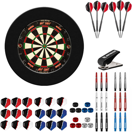 Ruthless Hotshot Dartboard Starter Set - Dartboard, Surround, Darts & Accessories