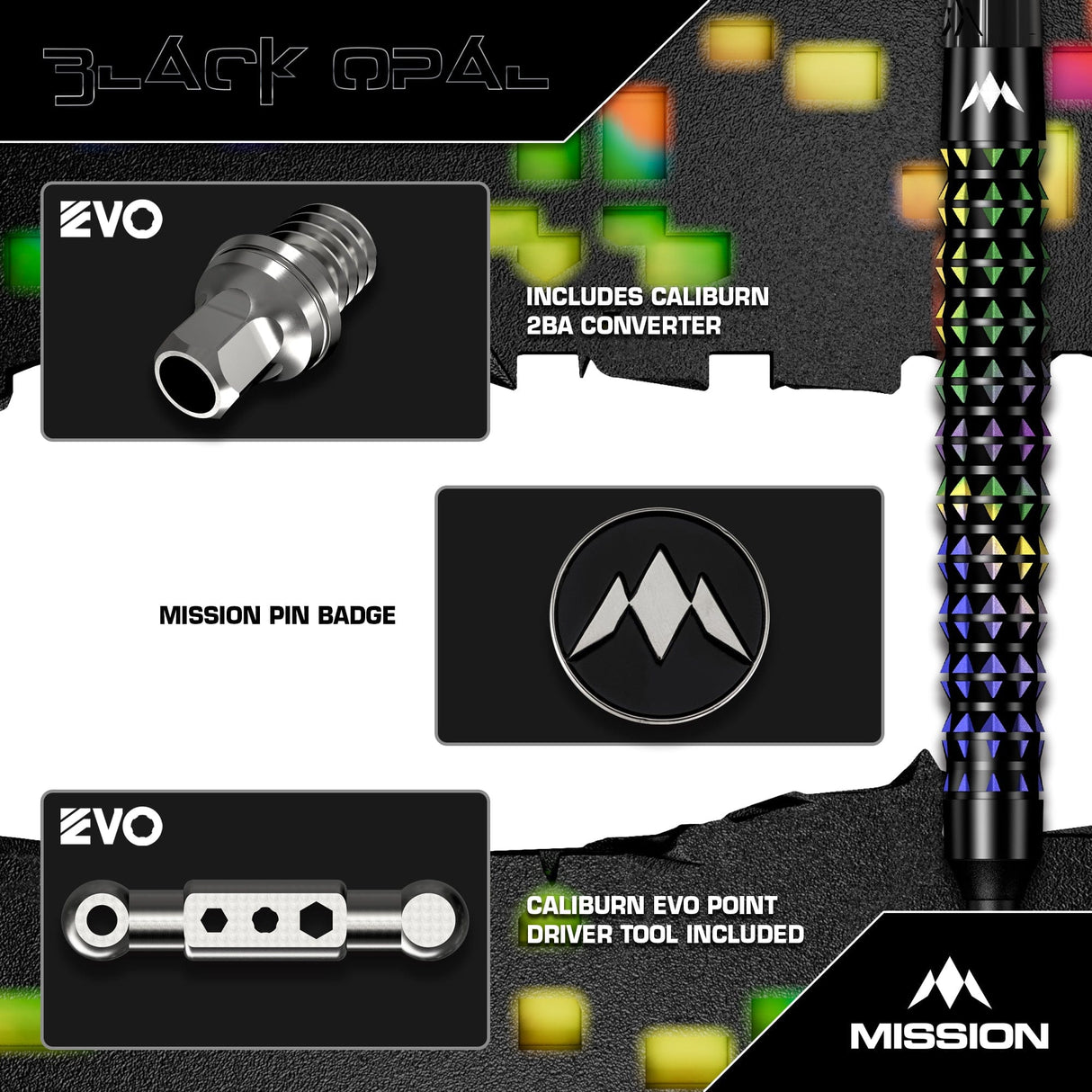 Mission Black Opal Darts - Soft Tip - 95% Tungsten - Black & Coral PVD 20g