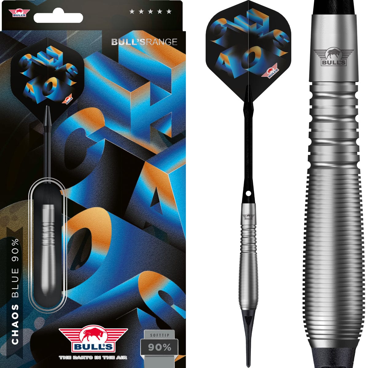 Bulls Chaos Darts - Soft Tip - 90% Tungsten - Blue 19g