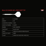 Bulls Chaos Darts - Soft Tip - 90% Tungsten - Red 18g