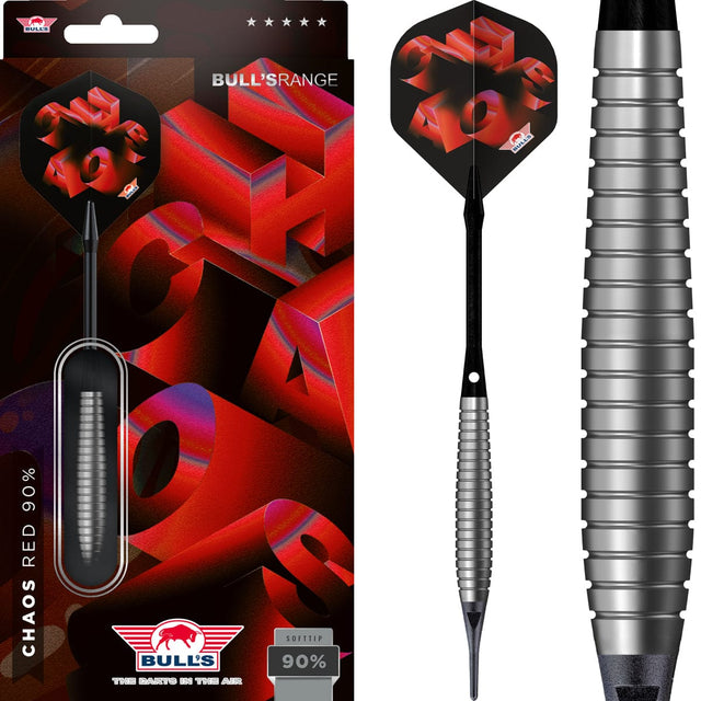 Bulls Chaos Darts - Soft Tip - 90% Tungsten - Red 18g