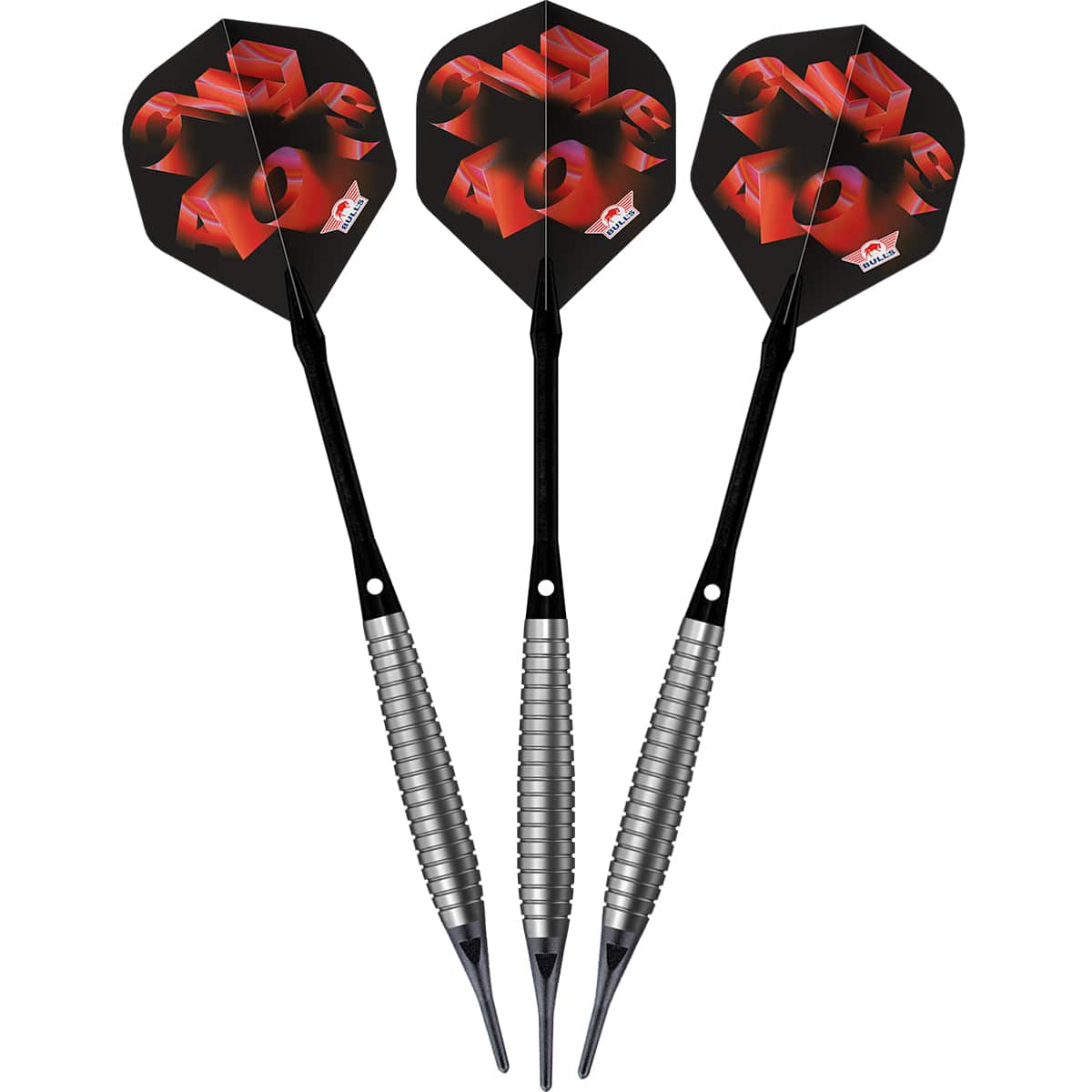 Bulls Chaos Darts - Soft Tip - 90% Tungsten - Red 18g