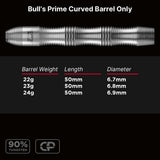 Bulls Prime CP Darts - Steel Tip - 90% Tungsten - Barrels Only - Curved