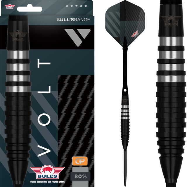 Bulls Volt CP Darts - Steel Tip - 80% Tungsten - Black