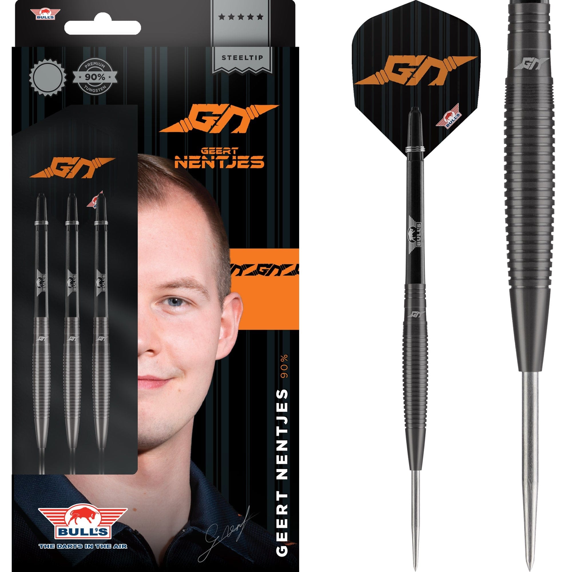 ブルズ　GEERT NENTJES 23g スティール　ハード　ダーツ Bulls Geert Nentjes Darts - Steel Tip - 90% - Black Titanium