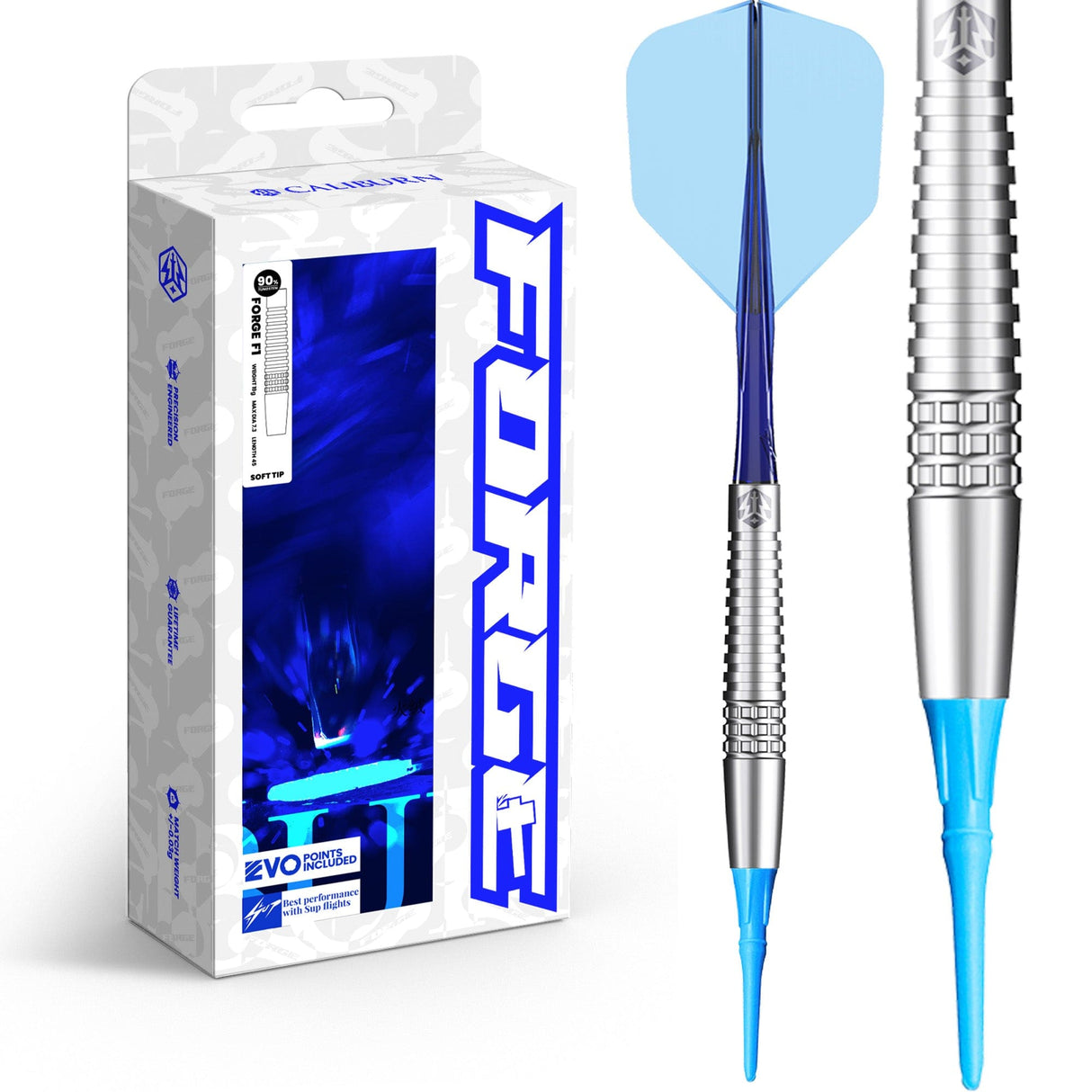 Caliburn Forge Darts - Soft Tip - 90% Tungsten - F1 - 19g