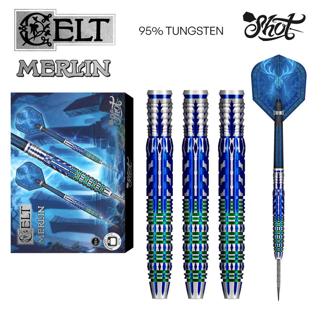 Shot Celt Darts - Steel Tip - 95% Tungsten - Merlin