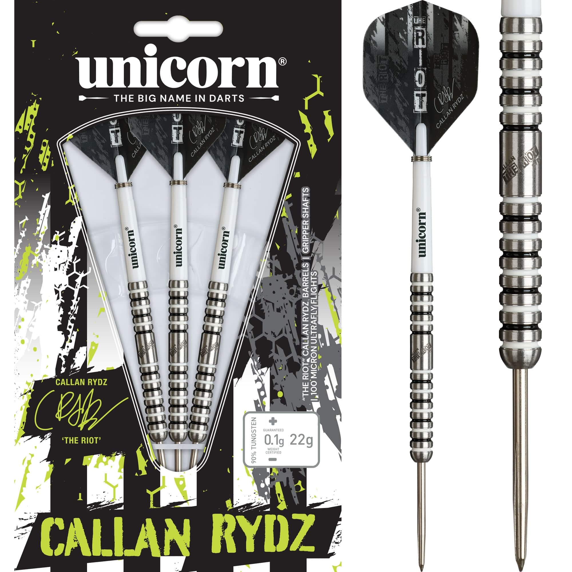 Unicorn Callan Rydz Darts - Steel Tip - 90% Tungsten - The Riot - Phas