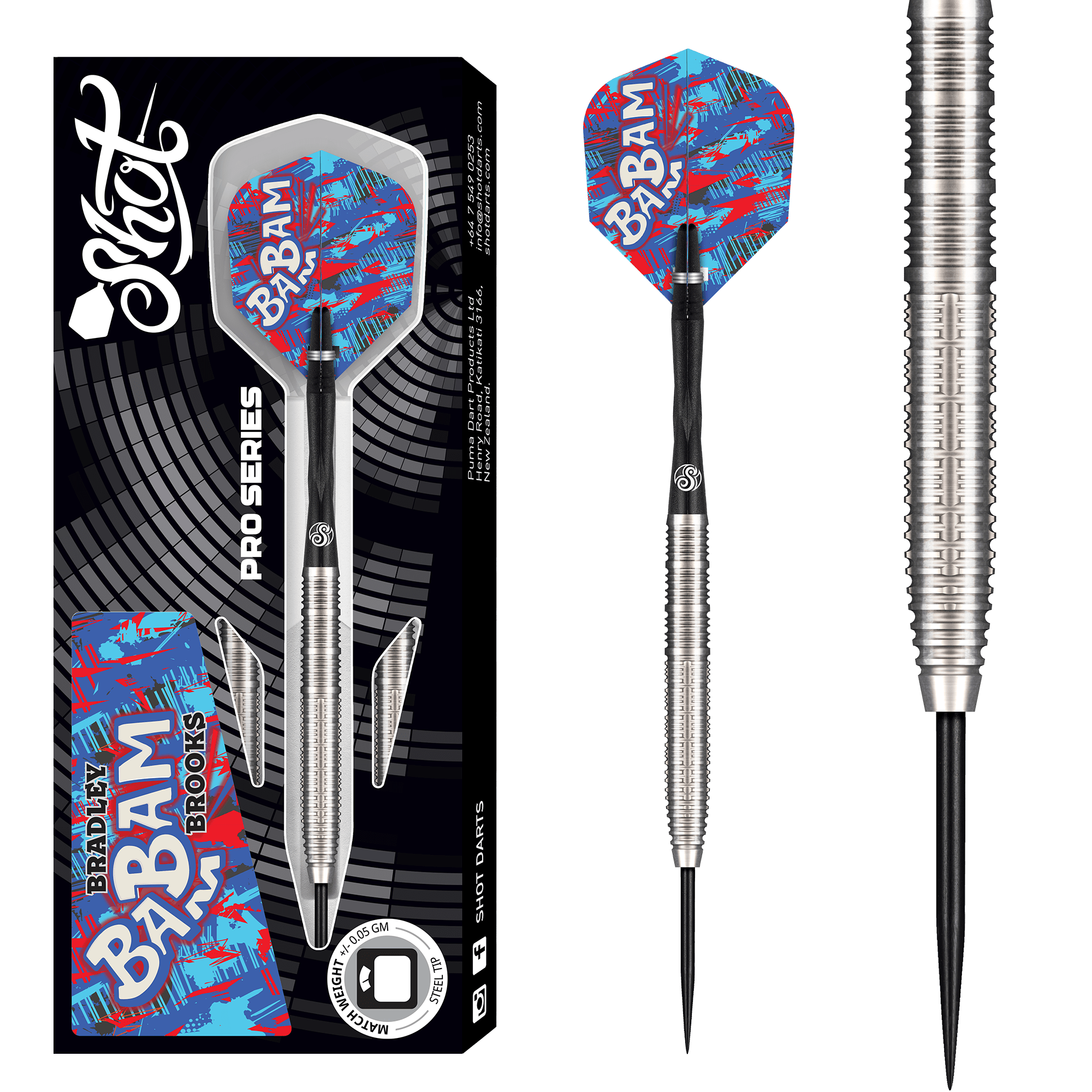 テックナイン　technine クリスブラッドショー　　サイズXLT Shot Bradley Brooks Darts - Steel Tip - 90% Tungsten - Gen 2