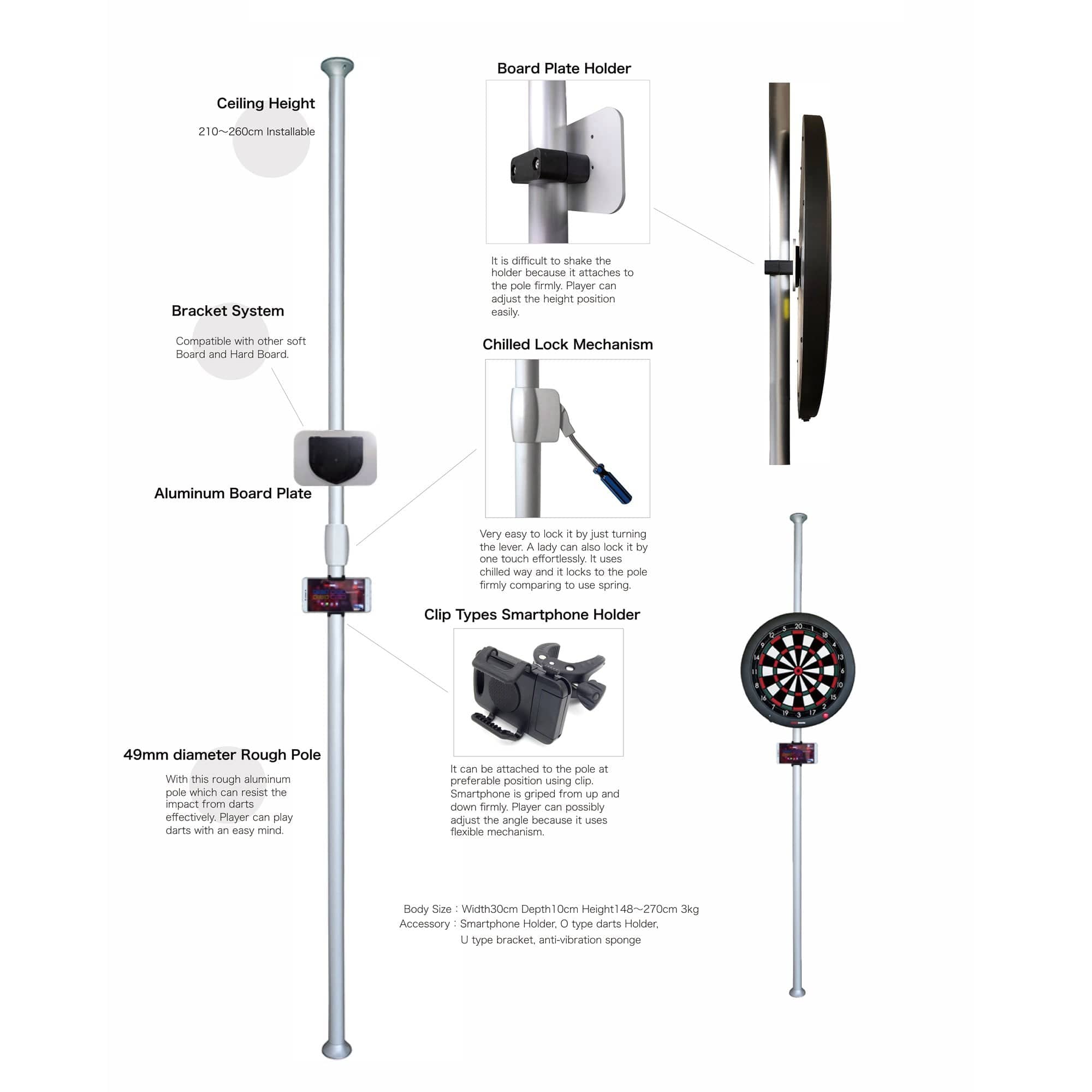 【GRAN DARTS】RENEWAL GRAN POLE STAND Granboard Dart Pole Stand