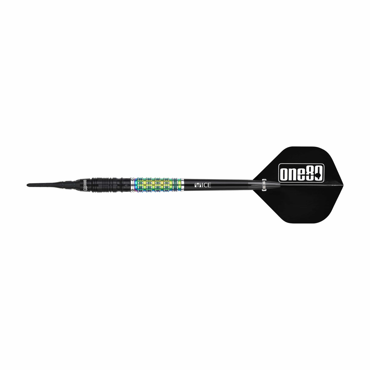 One80 Desmond Chin Darts - Soft Tip - 90% Tungsten - V2 - Black & Rainbow - 20g