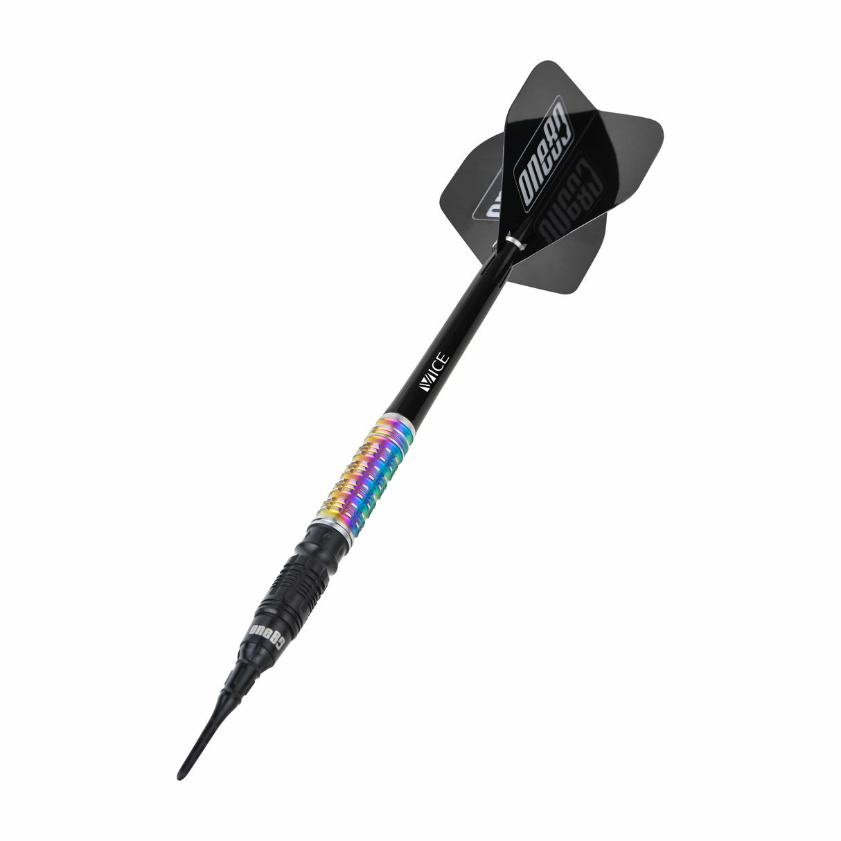 One80 Desmond Chin Darts - Soft Tip - 90% Tungsten - V2 - Black & Rainbow - 20g