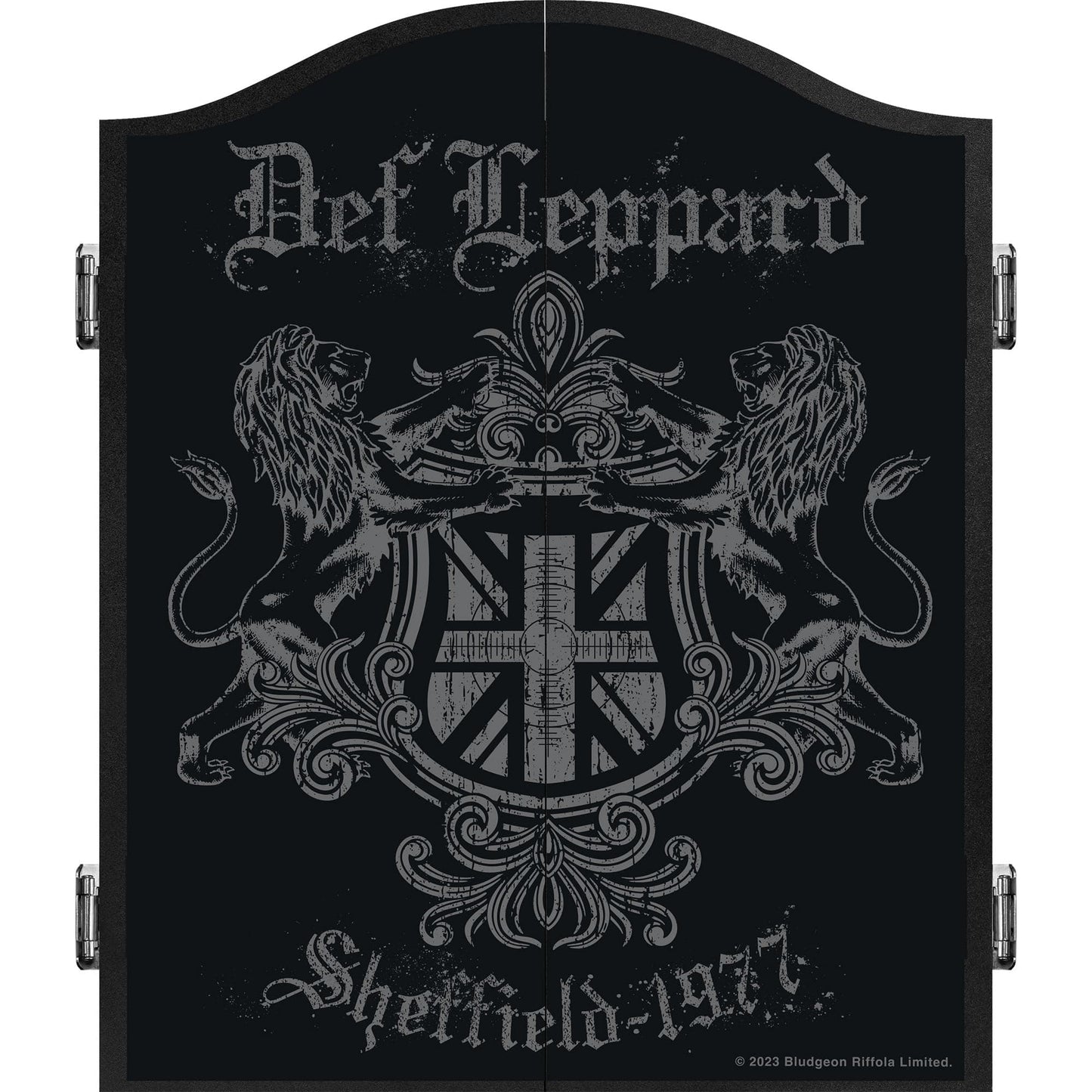 Def Leppard Dartboard Cabinet - Official Licensed - C8 - Premium Black - Sheffield 1977