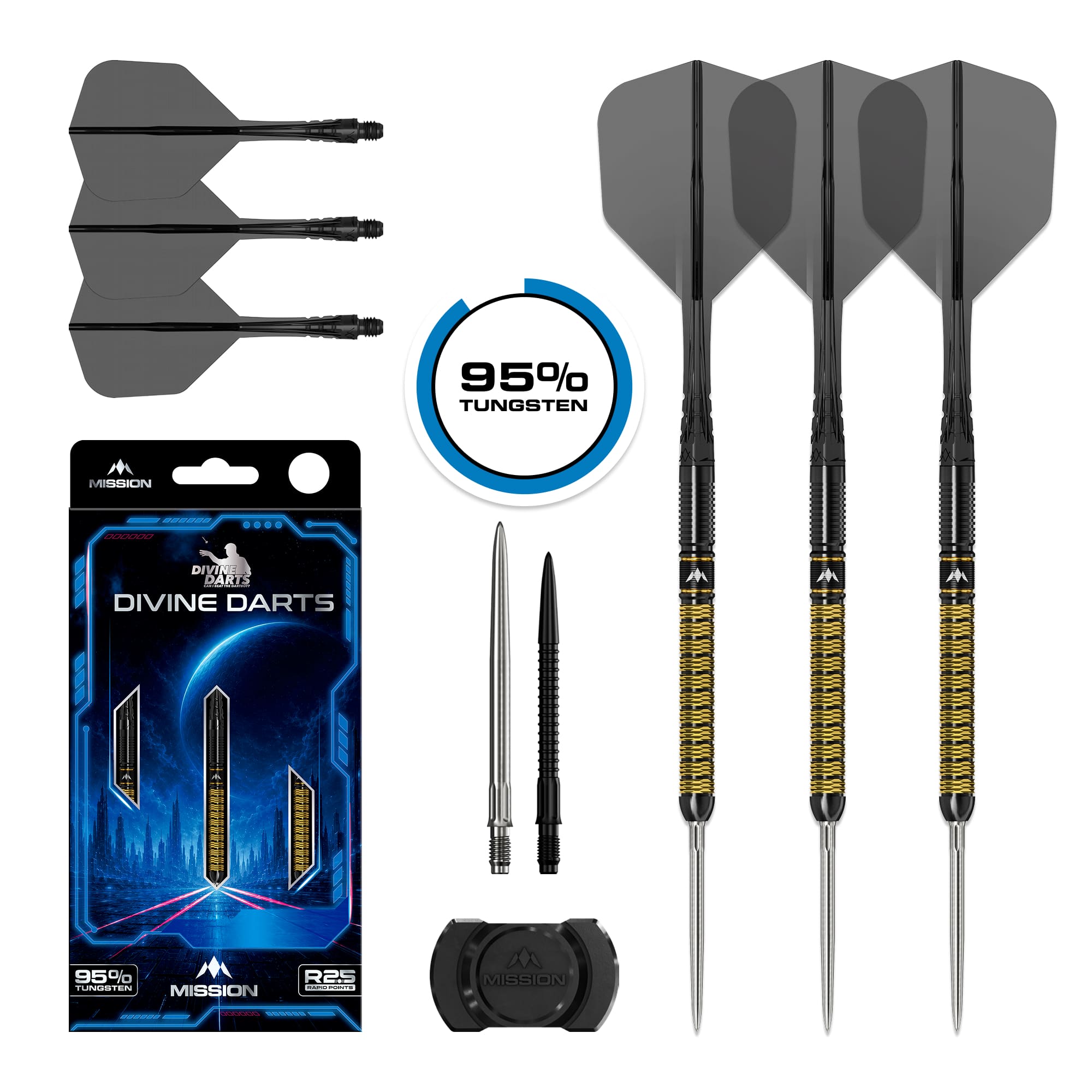 Tungsten95% John Part ダーツセット Mission Collab Series R2.5 Darts - Steel Tip - 95% Tungsten - Jake Ken