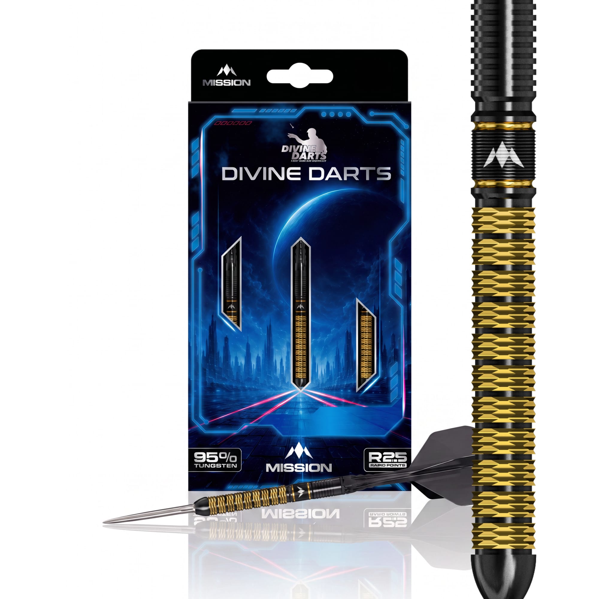 Mission Collab Series R2.5 Darts - Steel Tip - 95% Tungsten - Jake Ken