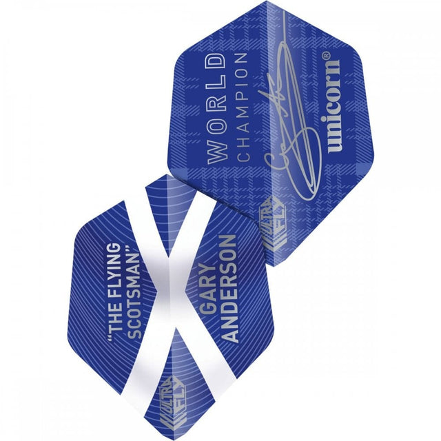 *Unicorn Ultrafly Dart Flights - 75 Micron - AR2 - Blue - Gary Anderson