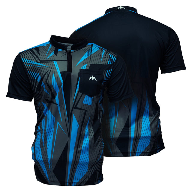 Mission Darts Flint Dart Shirt - Collarless - Lightweight - Black & Blue