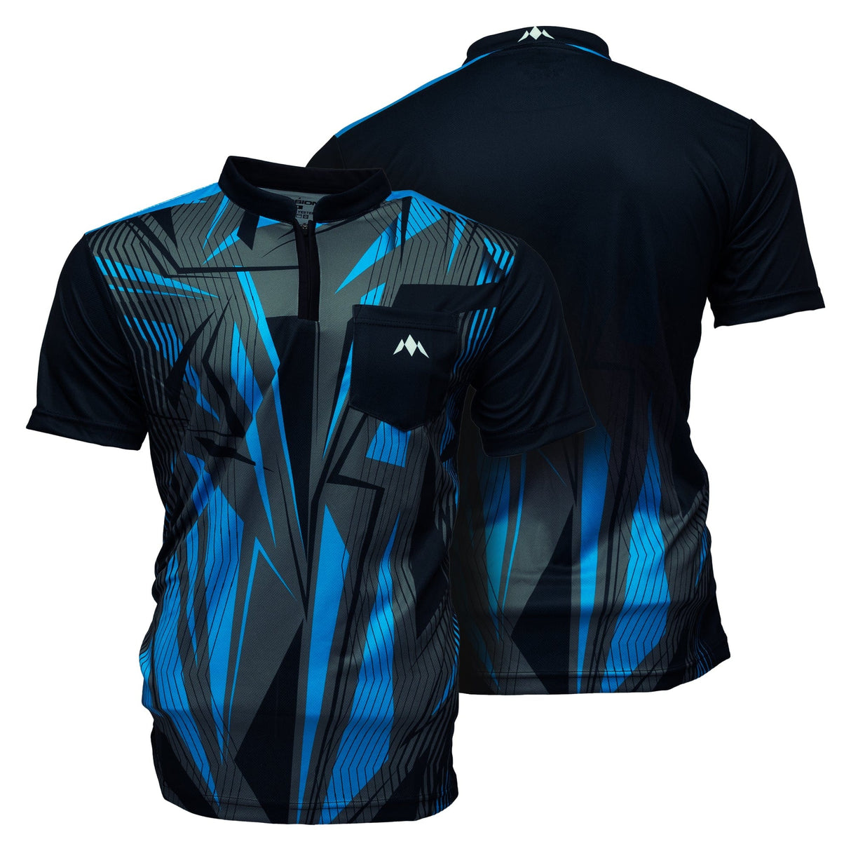 Mission Darts Flint Dart Shirt - Collarless - Lightweight - Black & Blue - Youth