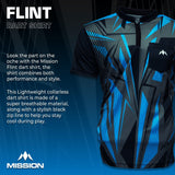 Mission Darts Flint Dart Shirt - Collarless - Lightweight - Black & Blue
