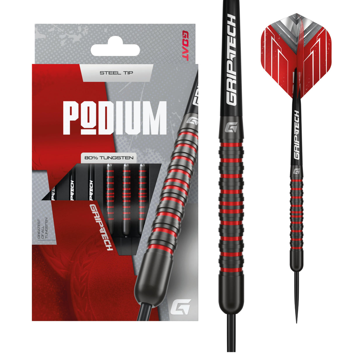 Goat Podium Darts - Steel Tip - 90% Tungsten - Black & Red