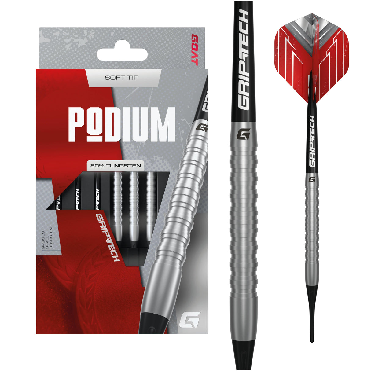 Goat Podium Darts - Soft Tip - 90% Tungsten - Silver - 18g
