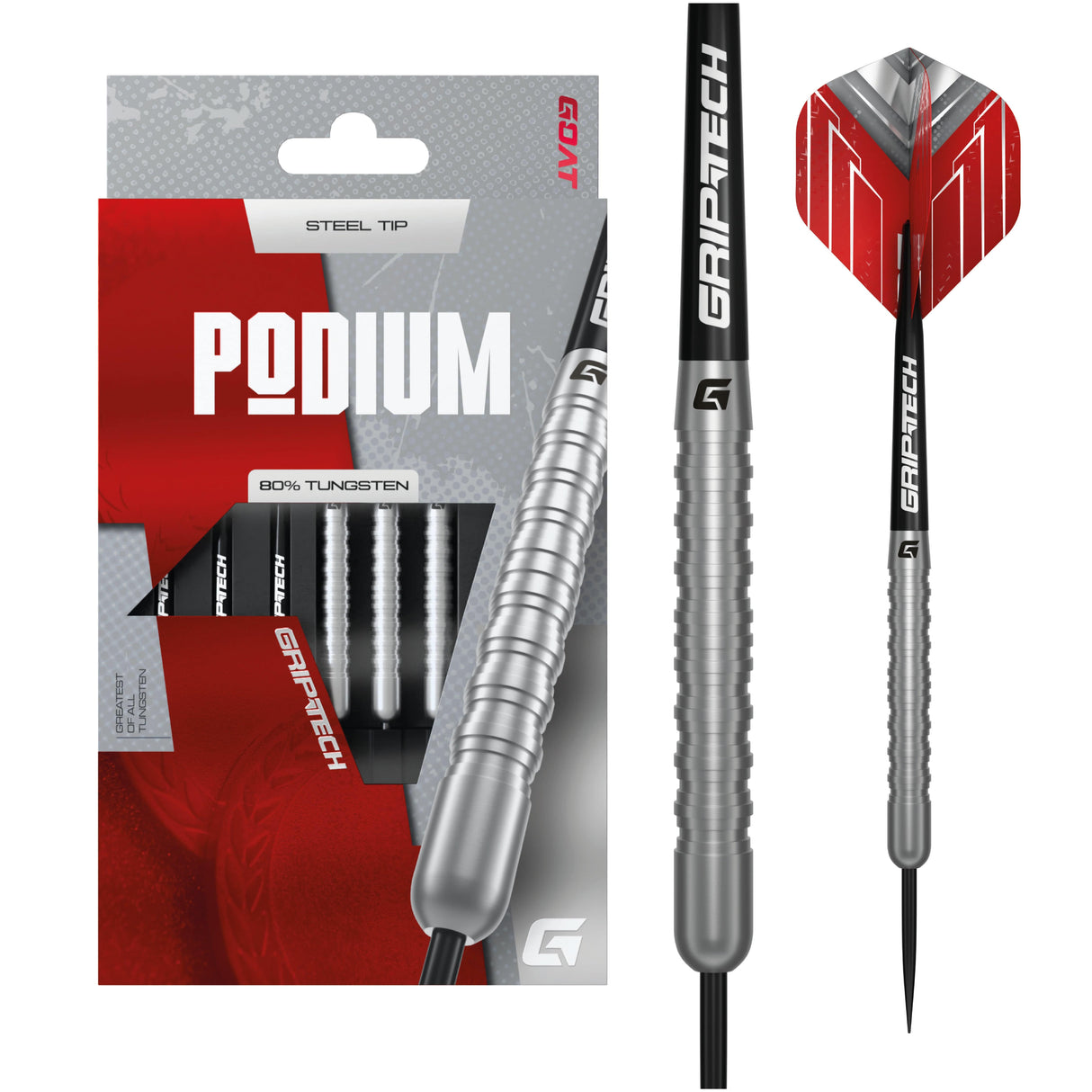 Goat Podium Darts - Steel Tip - 90% Tungsten - Silver