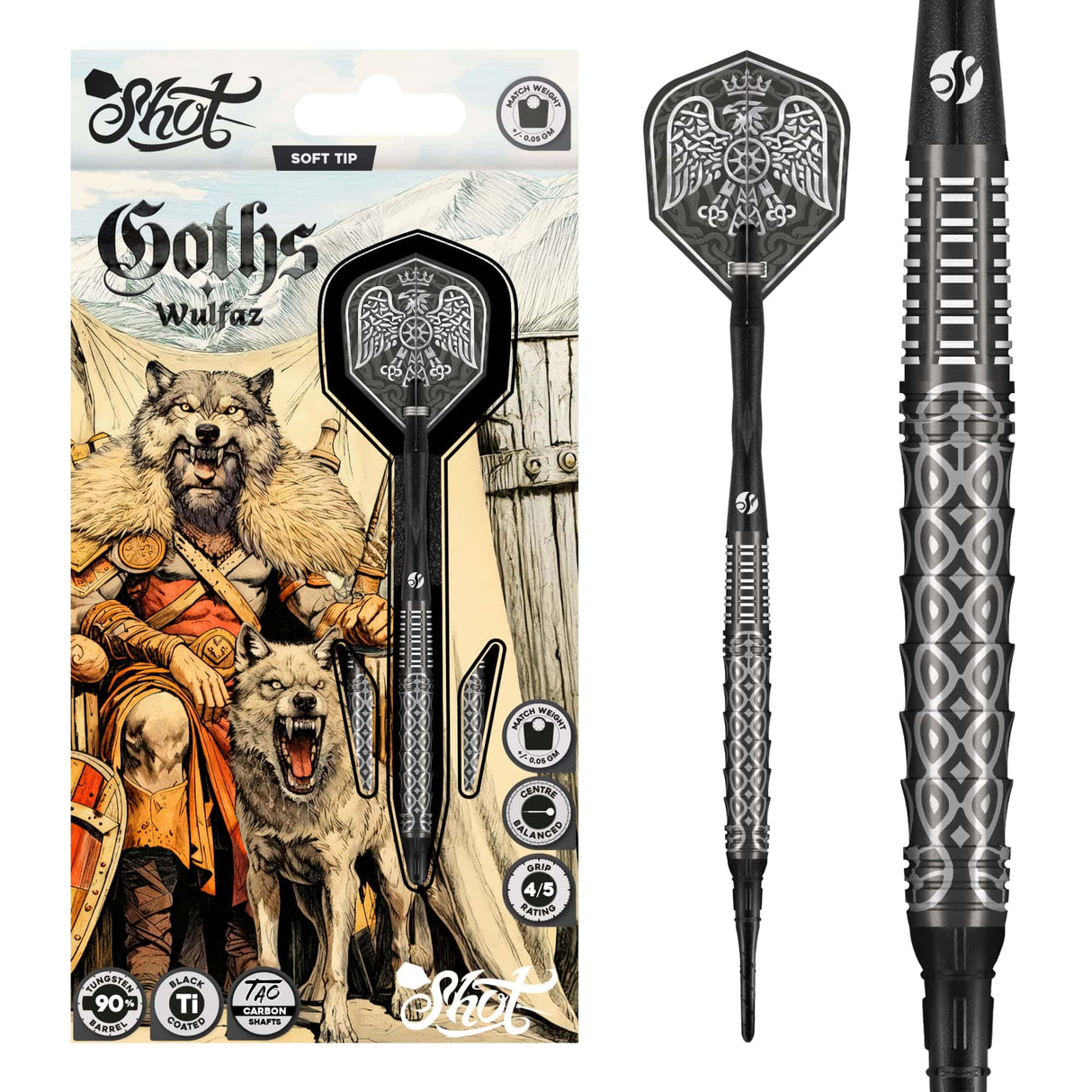 Shot Goths Darts -Soft Tip - 90% Tungsten - Wulfaz 20g