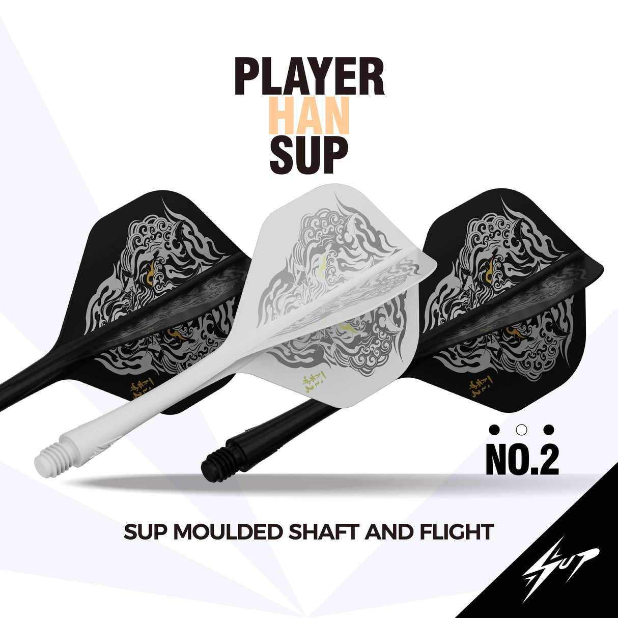 Caliburn SUP Dart Flights - Moulded Shaft & Flight - Han - Standard No6