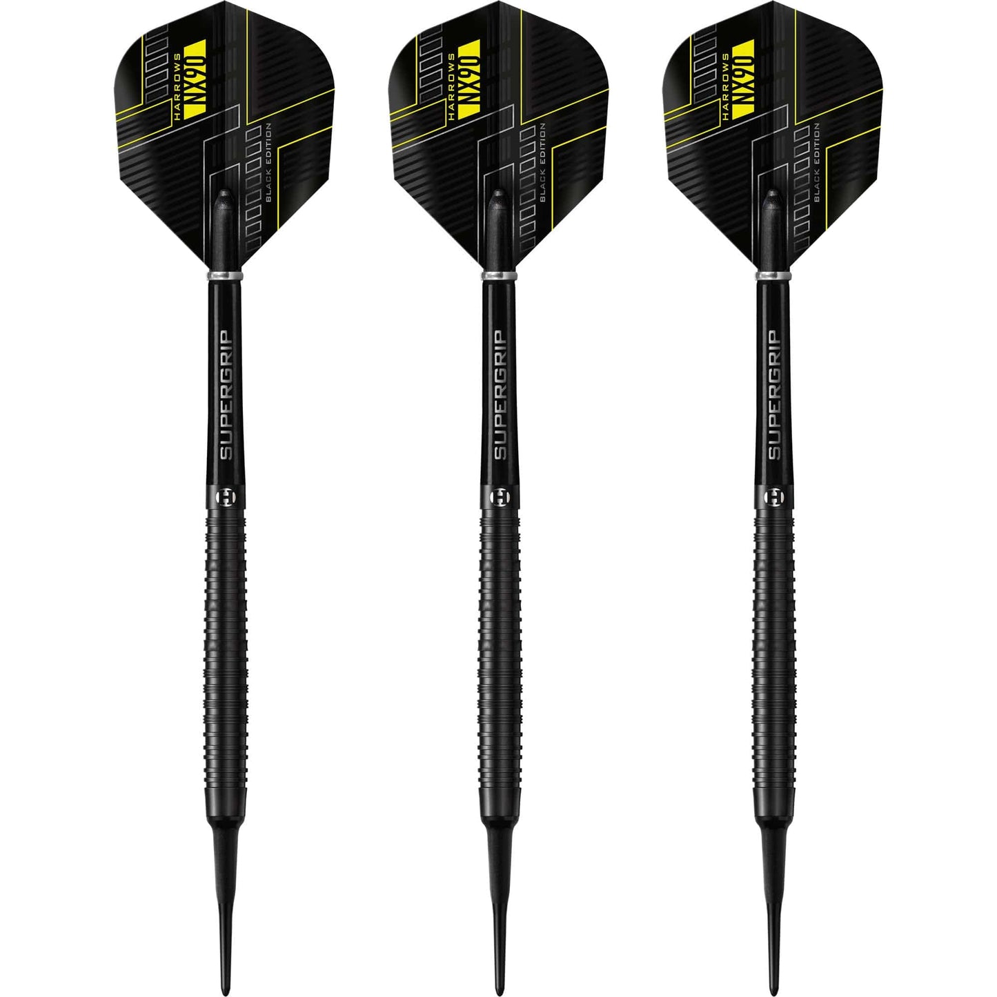 Harrows NX90 Black Darts - Soft Tip - Ringed - 18g