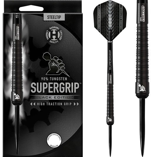 Harrows Supergrip Black Darts - Steel Tip