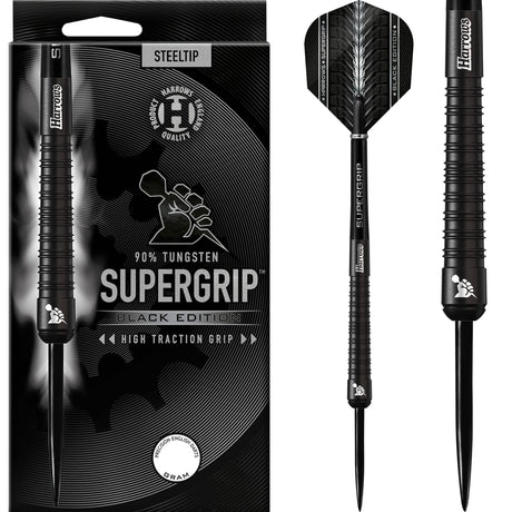 Harrows Supergrip Black Darts - Steel Tip