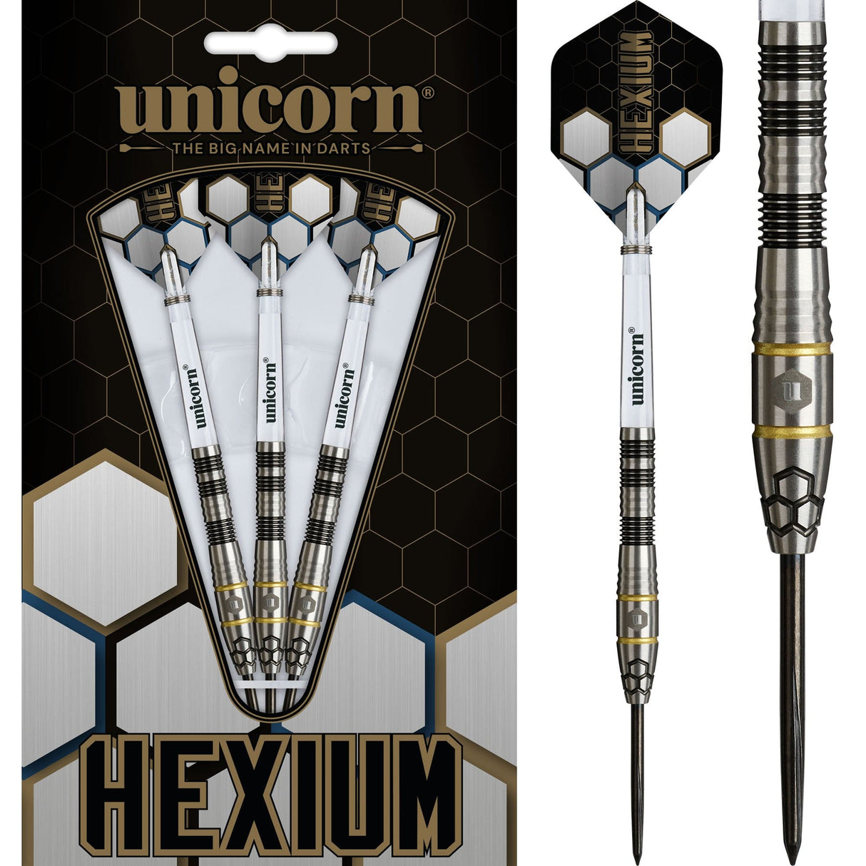 Unicorn Hexium Darts - Steel Tip - 90% Tungsten - Style 1