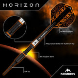 Mission Horizon Darts - Soft Tip - 95% Tungsten - Black PVD & Orange - 18g