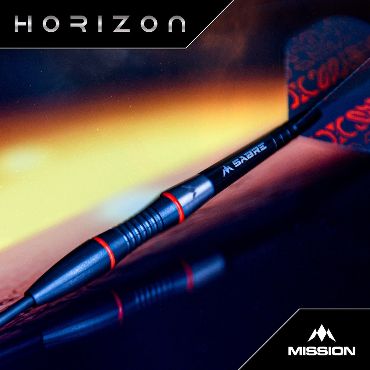 Mission Horizon Darts - Steel Tip - 95% Tungsten - Black PVD & Orange