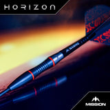 Mission Horizon Darts - Steel Tip - 95% Tungsten - Black PVD & Orange