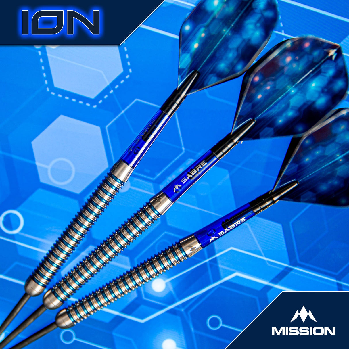 Mission ION Darts - Steel Tip - 95% Tungsten - Blue & Silver