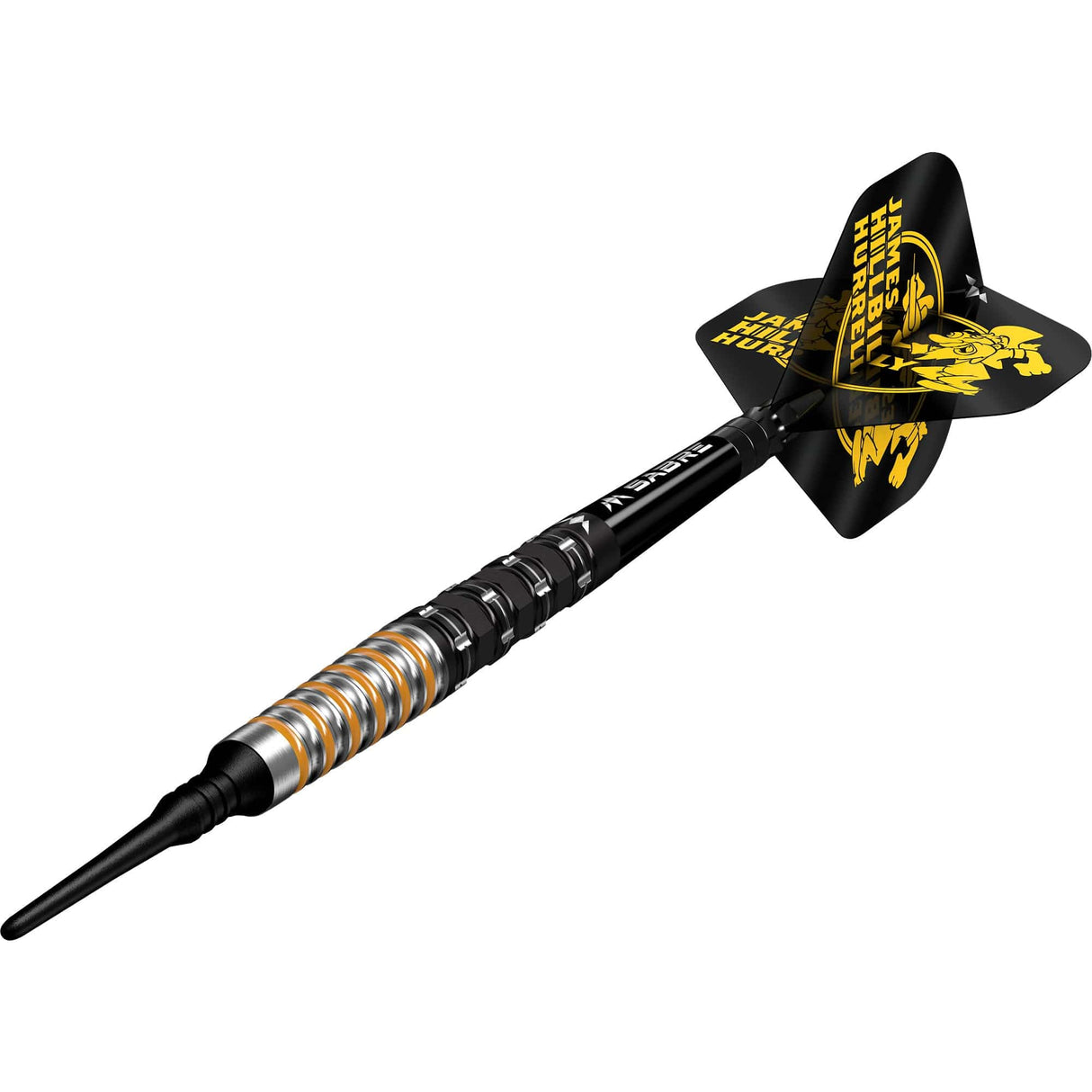 Mission James Hurrell Darts - Soft Tip - 95% Tungsten - V2 - Black PVD & Yellow