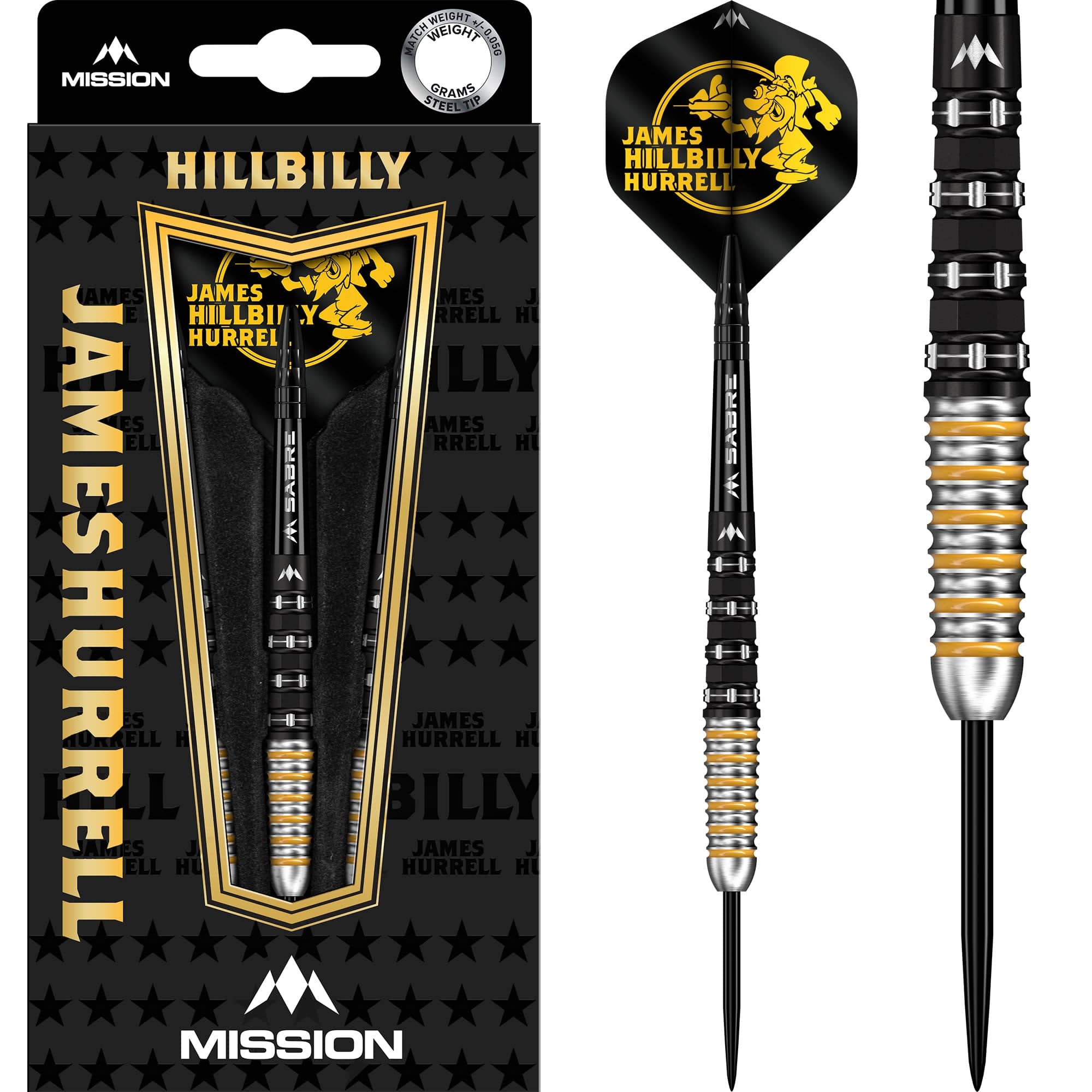 Mission James Hurrell Darts - Steel Tip - 95% Tungsten - V2 - Black PV