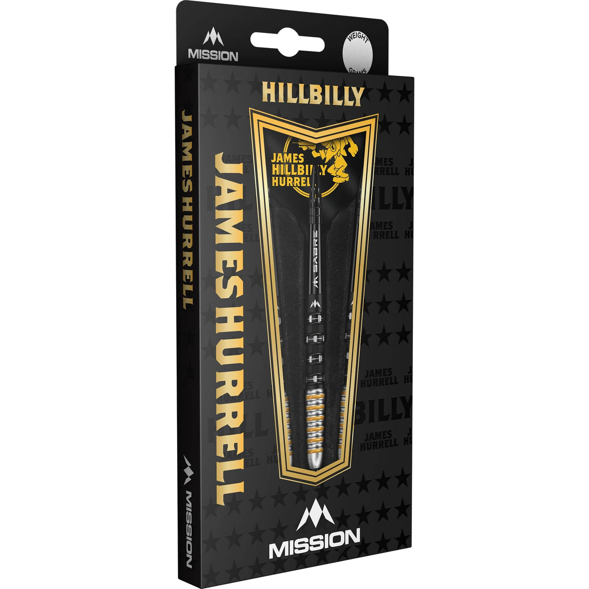 Mission James Hurrell Darts - Steel Tip - 95% Tungsten - V2 - Black PVD & Yellow
