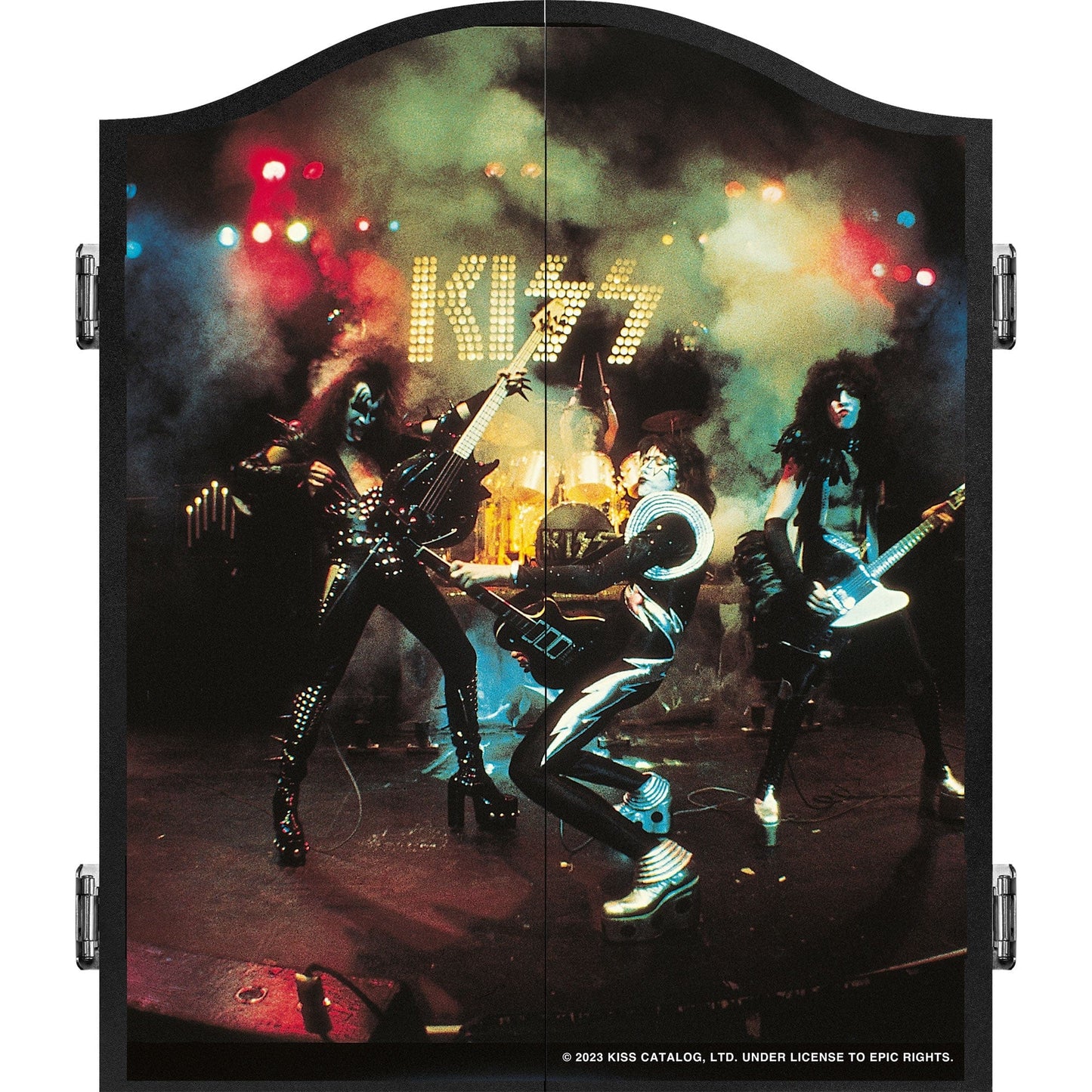 Kiss Dartboard Cabinet - Official Licensed - C3 - Premium Black - Smoke Stage