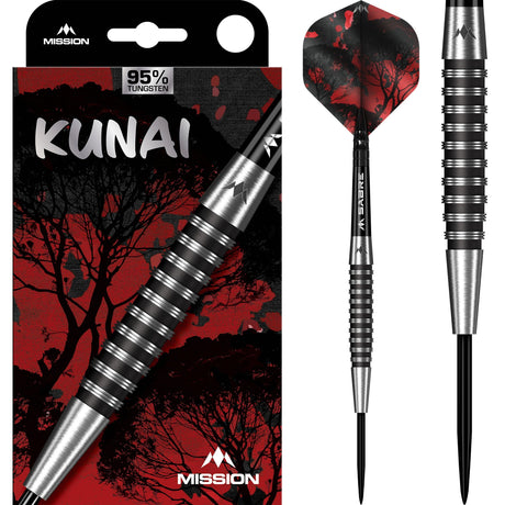 Mission Kunai Darts - Steel Tip - 95% Tungsten - Black PVD