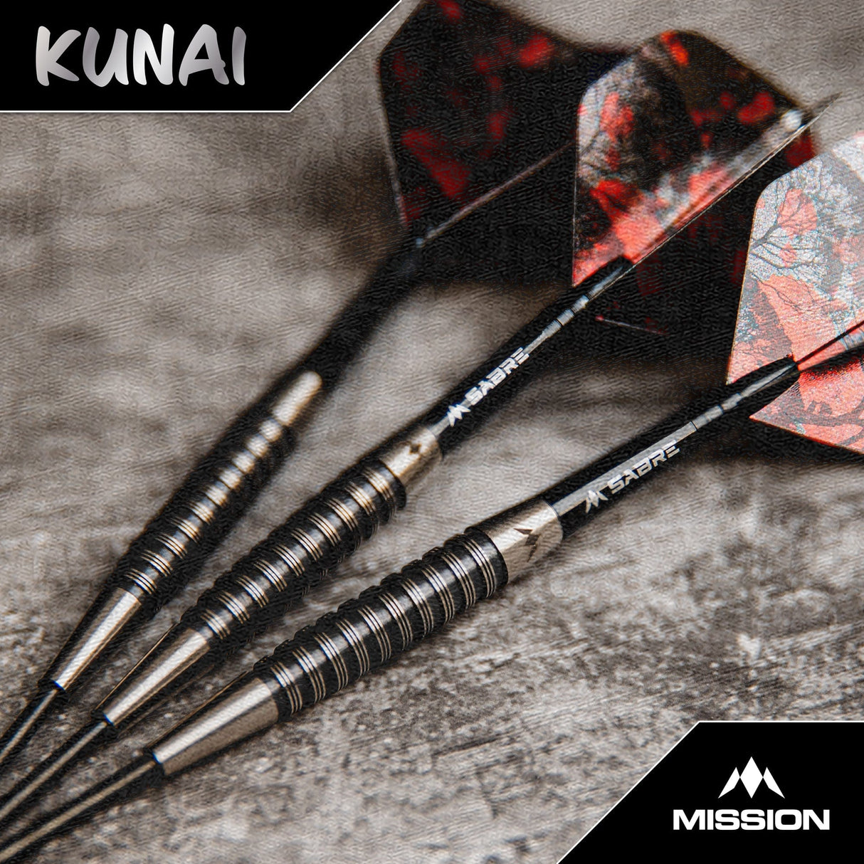 Mission Kunai Darts - Steel Tip - 95% Tungsten - Black PVD