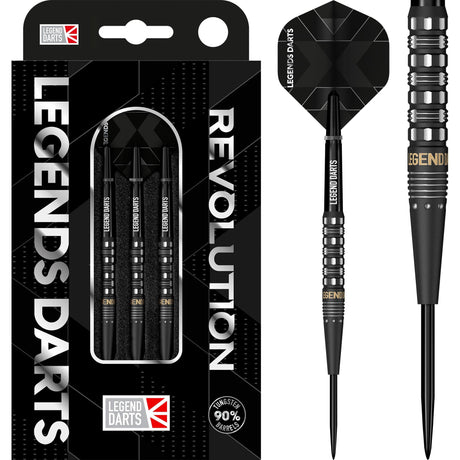 Legend Darts - Steel Tip - Revolution Series-  B23 - Black - Front Taper Ring & Milled Cut