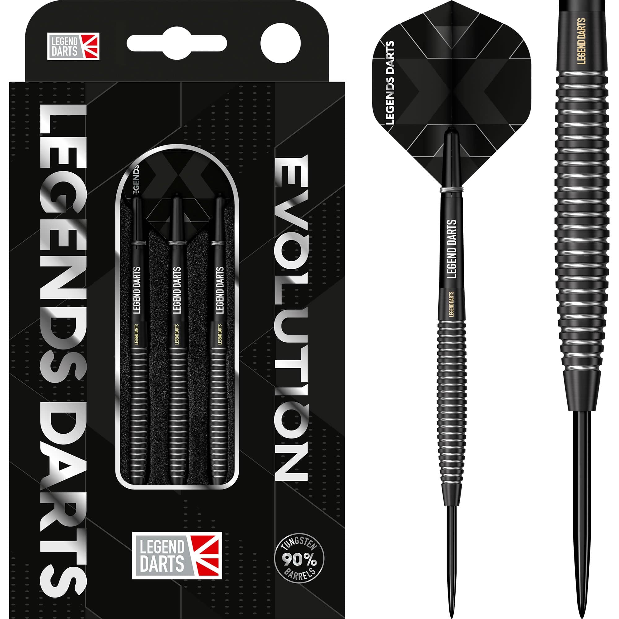 Legend Darts - Steel Tip - Revolution Series - B08 - Black - Torpedo