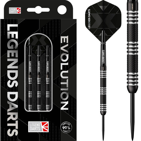 Legend Darts - Steel Tip - Evolution Series - B02 - Black - Straight Knurled
