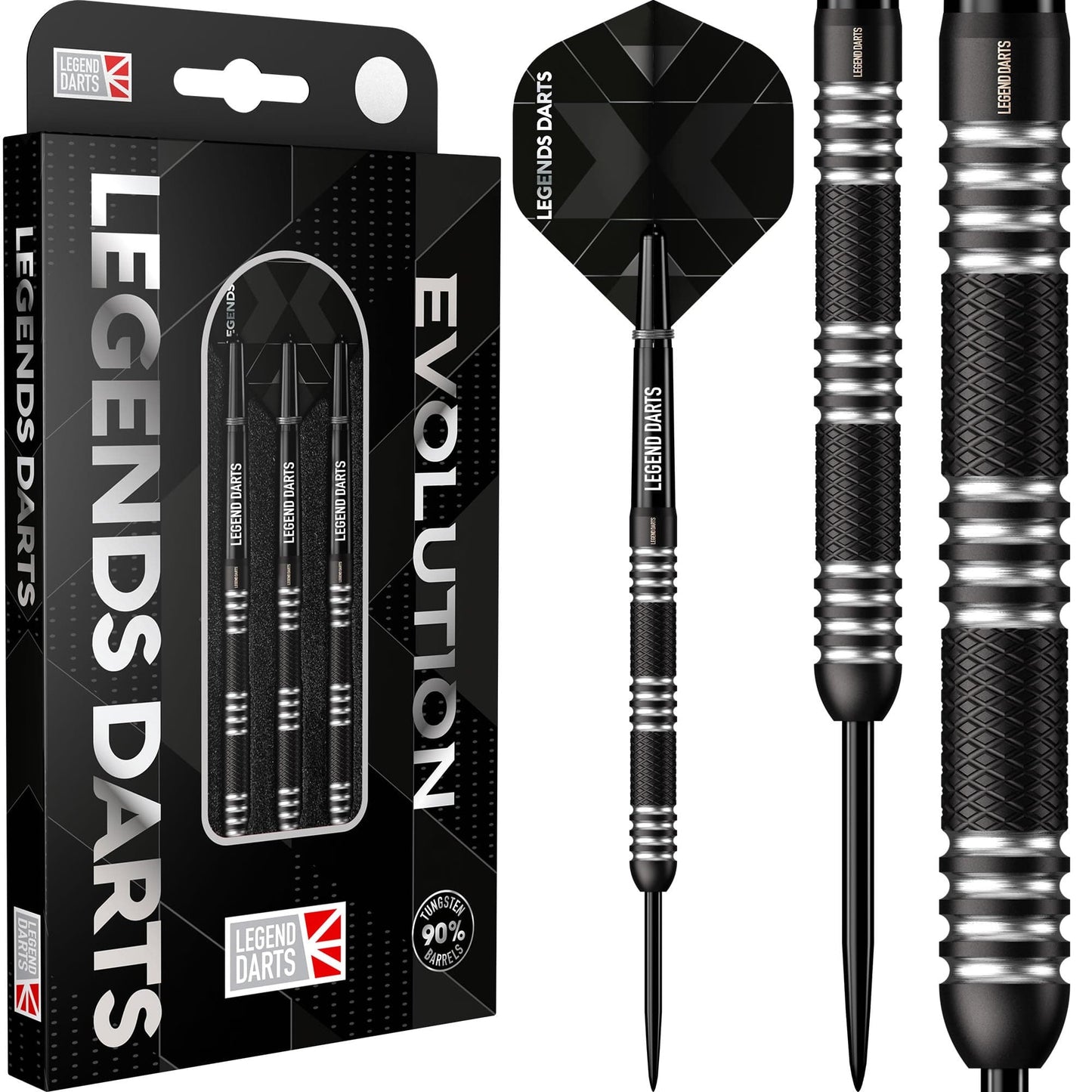 Legend Darts - Steel Tip - Evolution Series - B02 - Black - Straight Knurled
