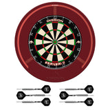 Mission Samurai II x Arsenal Dartboard Set - Dart Board, Surround, Torus 270 Light & 2 sets of Brass Darts - Red